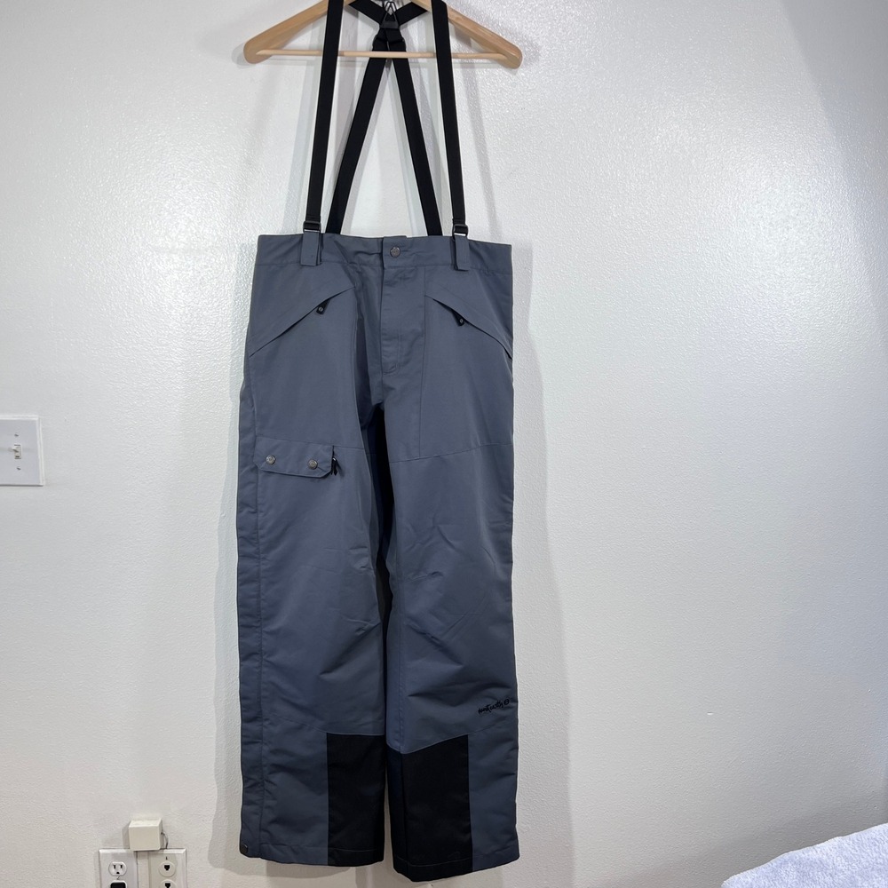 Planet Earth‎ Clothing Co Snow Pants XL Gray Black Waterproof Ski Bib Suspenders